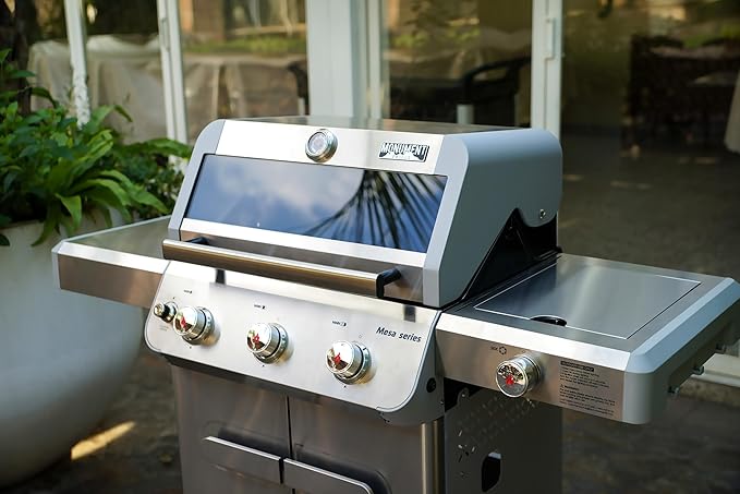 Monument Grills 3+1 Outdoor Barbecue Stainless Steel Propane Gas Grill, 3 Burners & 1 Side Burner 48,000 BTU Patio Garden Grill with Knob Controls, Mesa305
