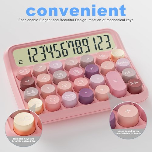 DECKLIT Battery Desk Calculator - 12-Digit Extra Large LCD Display | Easy-to-Press Big Buttons, 15° Tilt Screen