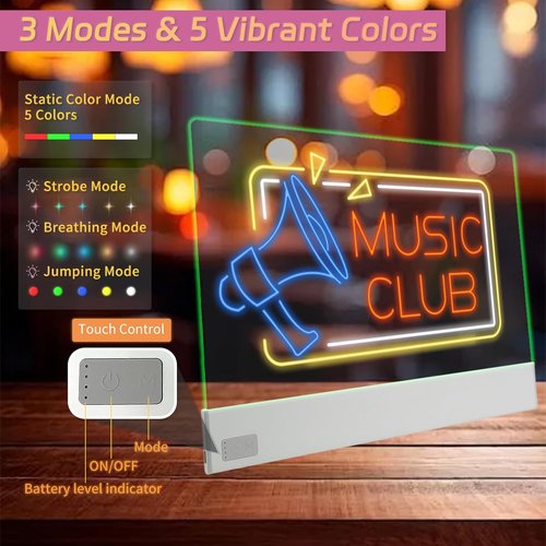 Lumiboard LED Note Board - Doodle Glow Drawing Tablet with 8 Highlighters & 3 Modes | 13.18" x 10" - Perfect Valentine's Day Gift