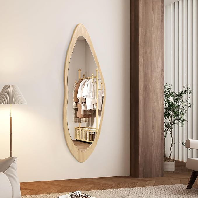 AAZZKANG Asymmetrical Large Mirrors 47"x16" Rustic Irregular Full Length Mirror Decorative Wall Mounted for Bedroom Living Room Hallway