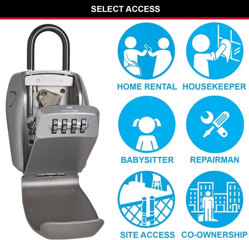 Master Lock Heavy Duty Key Lock Box - Secure Outdoor Key Safe with Combination Lock | 5 Key Capacity, 5414EC