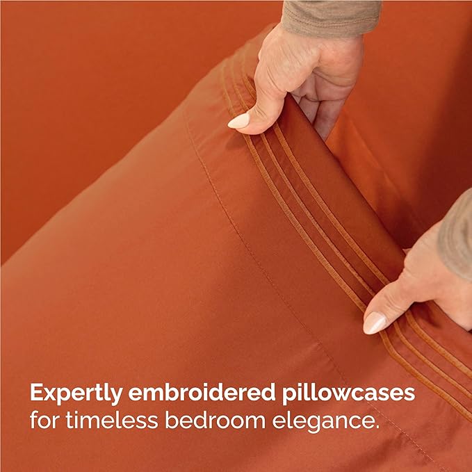 Twin XL Size 3 Piece Sheet Set - Comfy Breathable & Cooling Bed Sheets Set - Hotel Luxury Bedding for Women, Men, Kids, Teens, Boys & Girls - Deep Pockets, Soft, Wrinkle Free - Oeko-Tex - Terracotta
