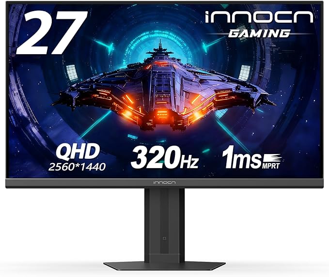 INNOCN 27" Gaming Monitor 2K QHD 2560 x 1440P 240Hz 320Hz 1ms IPS PC Computer Display, HDMI 2.1, DP 1.4, HDR 400, Eyes Care, Height/Pivot Adjustable, VESA Mountable, 27G2T