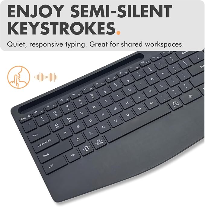 X9 Wireless Keyboard and Mouse Combo (Bluetooth + 2.4GHz) - Quiet, Full Size, Multi Device Keyboard and Mouse Wireless Combo with Wrist Rest, Phone Holder for Windows, PC, Laptop, Mac, Phone