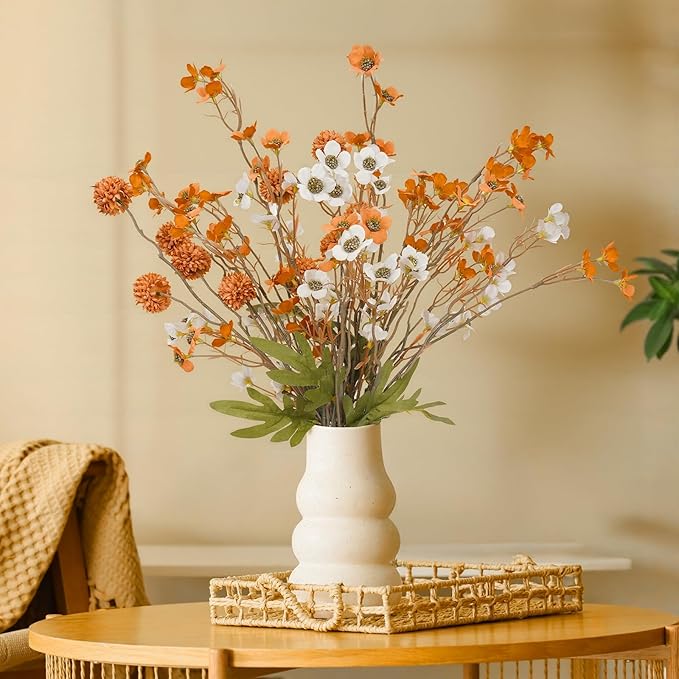 10-Pack Artificial Flowers UV Resistant & Waterproof, Lifelike Faux Flowers Bouquet for Home Decor, Bendable Stems for Indoor Outside Patio Garden, No Maintenance Fade-Proof Centerpiece