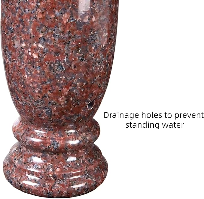 Granite Cemetery Vase for Grave Markers, Headstone Memorial Flower Holder