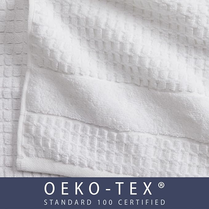 Market & Place 100% Cotton Super Soft Luxury Hand Towel Set | Quick-Dry and Highly Absorbent | Waffle Textured | 550 GSM | Includes 6 Hand Towels | Harper Collection (White)