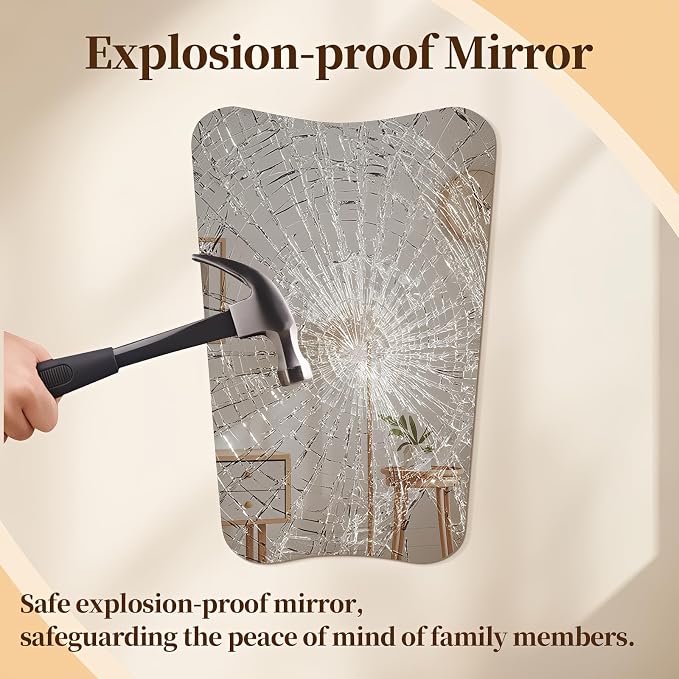 Niccy Irregular Mirror, 24"x36" Asymmetrical Bathroom Mirror, Decorative Modern Mirrors for Bathroom, Bedroom, Living Room, Entryway, Frameless Vanity Mirror, Unique Wall Mounted