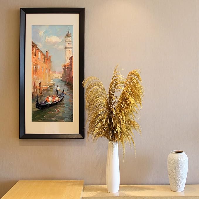 Pampas Grass Decor Tall,Long Pampas, Large Pompas Floral, Elegant Feather Flowers for Wedding Decorations, Living Room Decor (Natural Gold, 4pcs 43.3"(110cm))