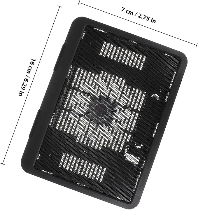 HOMSFOU Silent Laptop Cooling Fan Pad with Anti-Slip Plastic Bracket, Notebook Cooler Stand for Desk Use, Black Laptop Riser Holder Compatible with Tablets and Computers