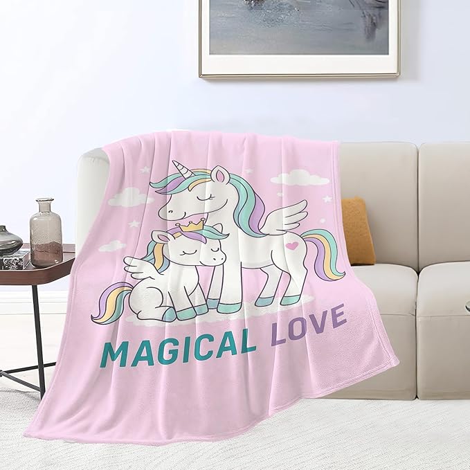 Unicorn Blanket Cute Unicorn Throw Blanket Magical Love Soft Cozy Fleece Fuzzy Stuffed Plush Flannel Animal Gifts for Girls Women Boys Kids Adults 40''x50''