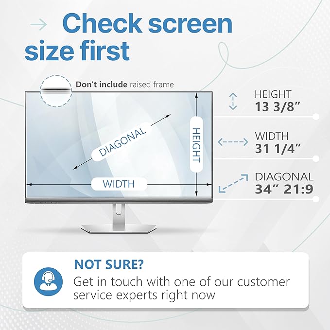 VINTEZ 34 Inch 21:9 Privacy Screen for Computer Monitor and Laptop - Anti Glare Protector Film Blue Light Filter Eye Protection - Computer Screen Privacy Shield, [1 Pack]