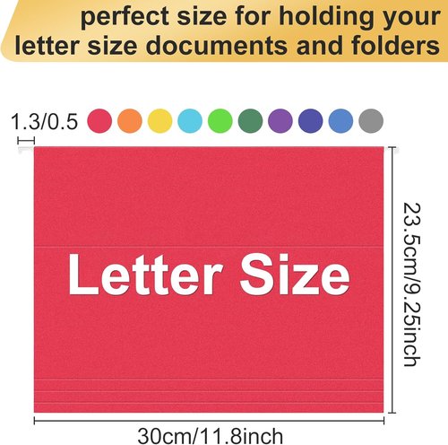 Organize Your Space with Skiennix Hanging File Folders - 50 Pack, Letter Size, 10 Vibrant Colors