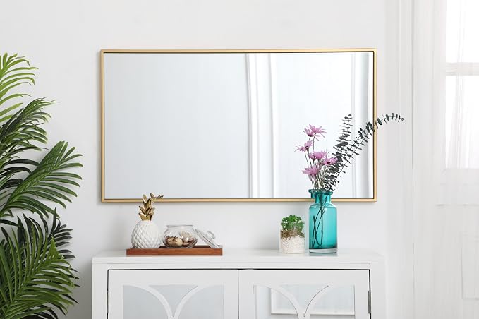 Elegant Decor Eternity 36" x 20" Contemporary Metal Frame Mirror in Black