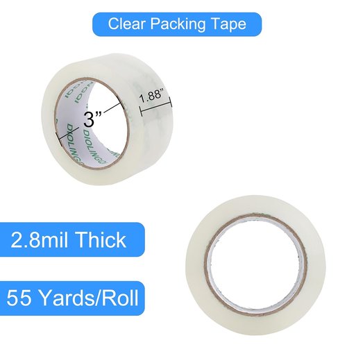 Heavy Duty Clear Packing Tape by [Brand Name] - 4 Rolls, 220 Yards Total, 2.8 Mil Thick, 1.88 Inches Wide