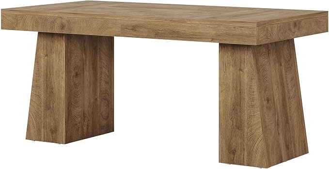 Tribesigns 55 Inches Executive Desk, Mid-Century Modern Home Office Desk, Wood Computer Table Business Workstation Small Conference Table, Light Brown