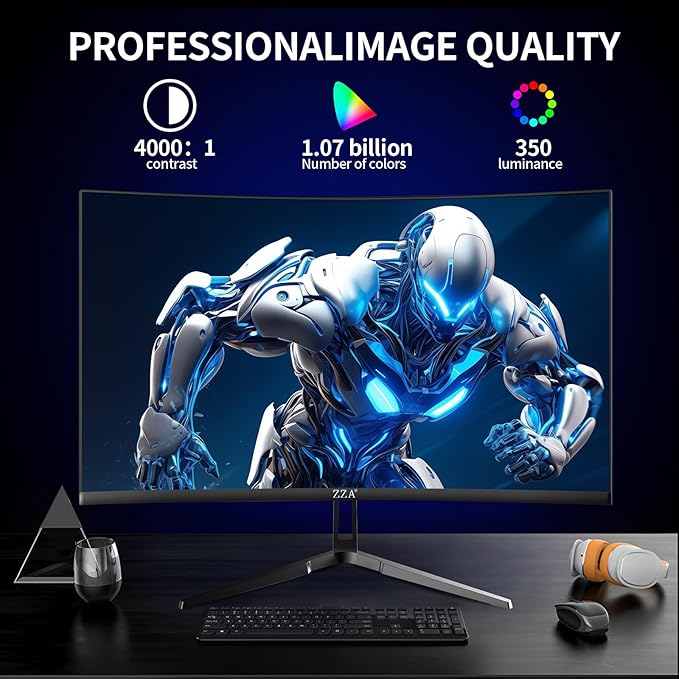 ZZA 32 Inch Gaming Monitor 160HZ,Curved Monitor 4k UHD(3840 * 2160P) VA Screen, 1500R Curved, Computer Moniter, Supports AMD Freesync, 120% sRGB, Built-in Wall Mountable Installs(HDMI 2.1/DP 1.4)