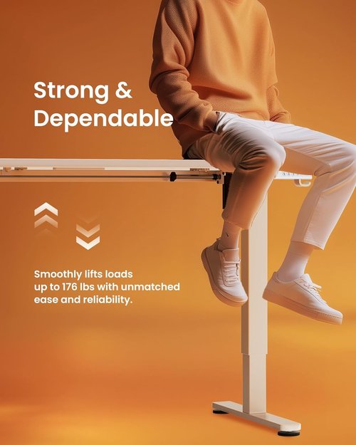 ErGear Electric Height Adjustable Standing Desk - 40 x 24 Inches, Memory Function, White Finish