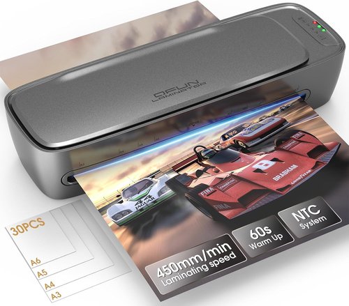 Qfun Laminator Machine - 13 Inch Thermal Laminator for A3 Paper | Fast 60S Warm-Up, Cold & Hot Lamination