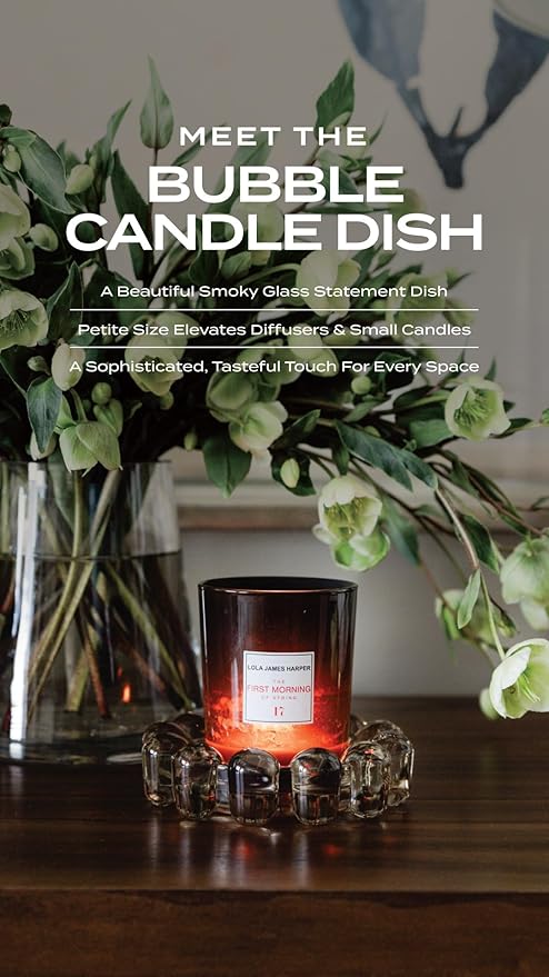 Alice Lane Original Bubble Candle Dish – Chic Amber Glass Candle Dish for Home Decor – Decorative Modern Candle Holder for Small Candles & Diffusers