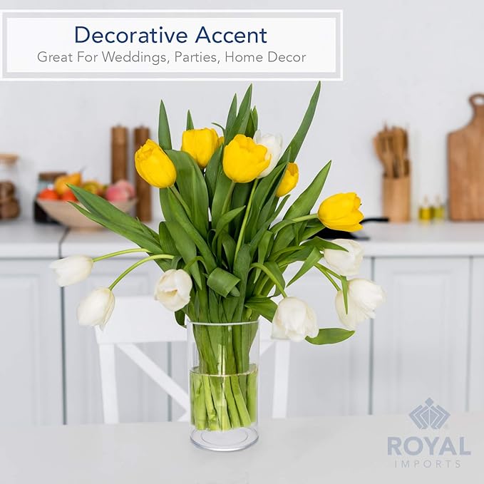 Royal Imports Flower Vase Acrylic Cylinder - Decorative Centerpiece for Home or Wedding - Non Breakable Plastic, 5"X8" Tall Round - Clear