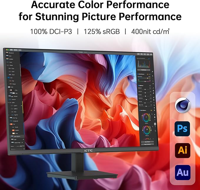 KTC 27 Inch 4K UHD Computer Monitor, IPS 3840×2160 Monitor with HDR400, DCI-P3 95%, 1.07 Billion Colors, HDMI DisplayPort, 60Hz PC Monitor, H27P27