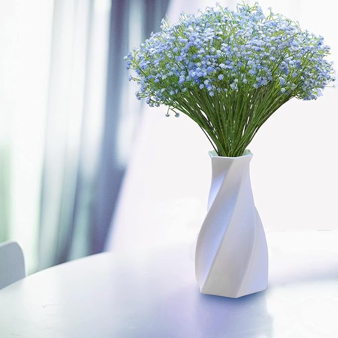 JIFTOK Babys Breath Artificial Flowers, 24 Pcs Fake Flowers Gypsophila Bouquet Fall Flowers Artificial for Decoration, Real Touch Silk Flower for Wedding Christmas DIY Party Home Garden Office (Blue)