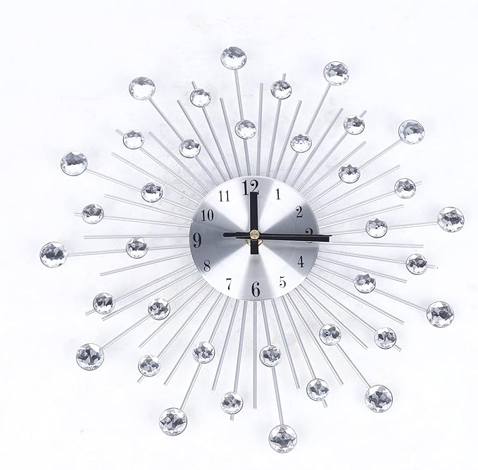 Crystal Wall Clock, Large Wall Clocks for Living Room Decor Modern Silent Wall Clocks, Modern Home Decorations for Living Room,Bedroom,Dining Room, Office, 13 inch