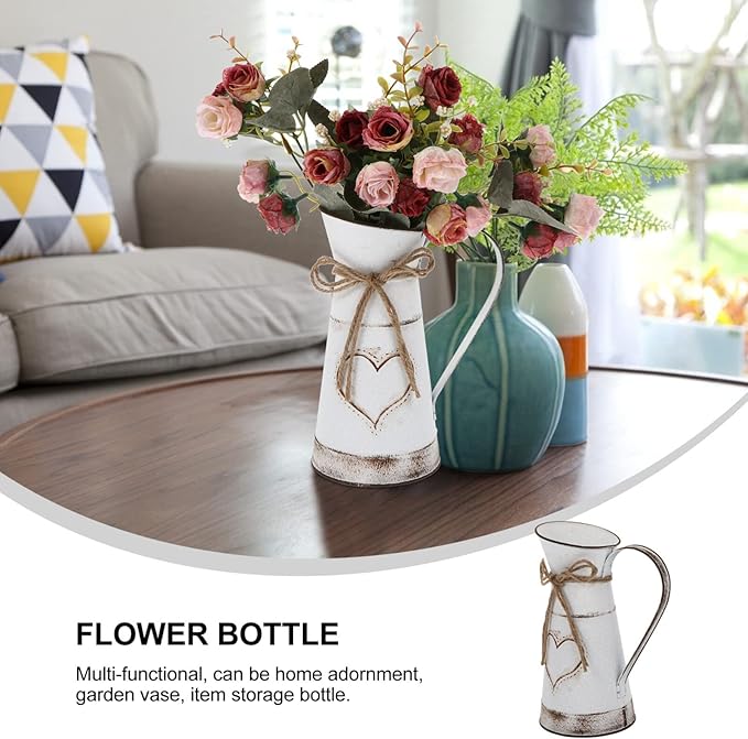 BESTonZON Decorative Metal Iron Flower Vase Tabletop Floral Arrangement Pot for Home Office Boutique Dessert Shop for Fresh Artificial Flowers