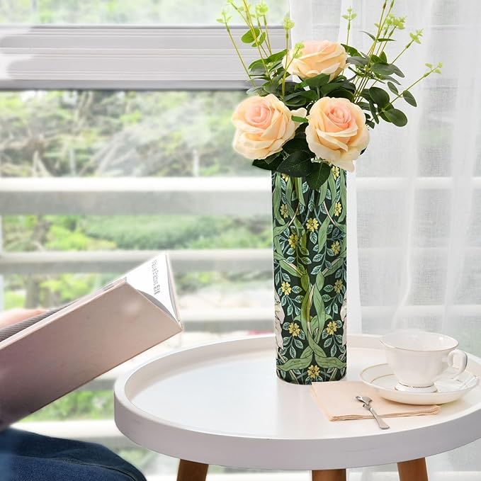 Vase Plastic Vase Elegant Cylinder Flower Vase Shatterproof Decorative Centerpiece for Home Table Office Weddings Events (11.8 x 3.9 in)