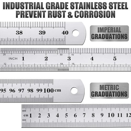 Lothee 6-Piece Stainless Steel Yard Stick Set - Durable 40-Inch Measuring Rulers for Classroom & Woodworking