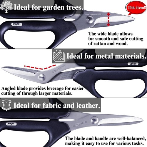 ALLEX Craft Scissors - 6.7" Heavy-Duty Utility Shears | Japanese Stainless Steel, Black Finish