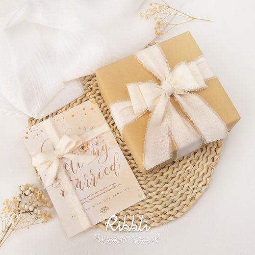 Ribbli Ivory Ribbon - 5/8 Inch x 18 Yards | Cream White Handmade Cotton with Frayed Fringe for Weddings & Crafts