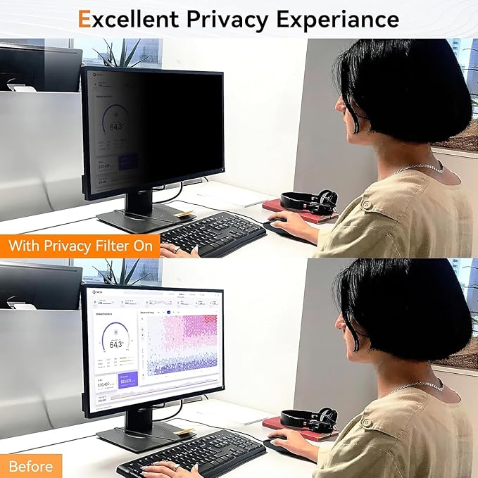 [5-Pack] 20 Inch Computer Privacy Screen for 16:9 Widescreen Monitor, Anti Glare Anti-UV Eye Protection Desktop PC LED Monitor Filter, Removable Anti-Scratch Screen Film 20in