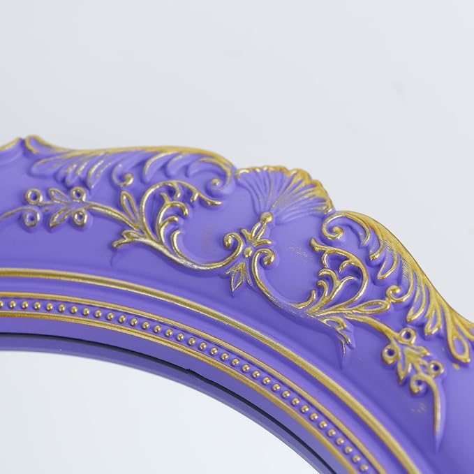 YCHMIR 14.8 x 13.1 inch Oval Wall Mirror Vintage Style (Purple)