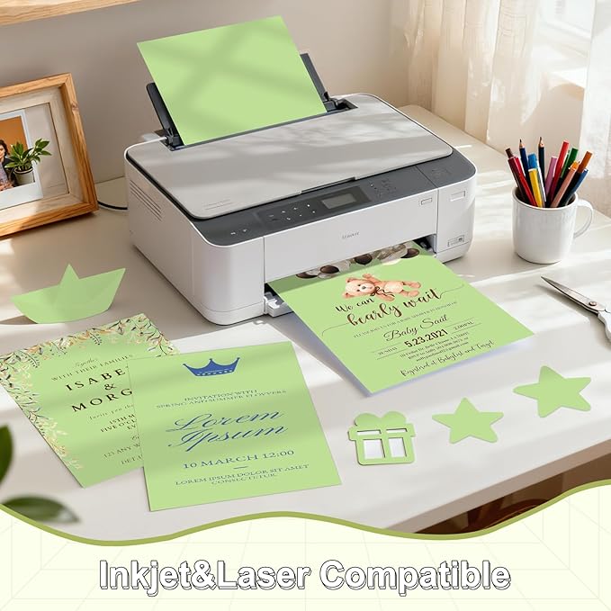 40 Sheets Cardstock 8.5x11, 65lb Light Green Card Stock, Construction Paper, 180gsm Thick Printer Paper for Printing, Painting, Card Making, Kids School Supplies,Party Decorations