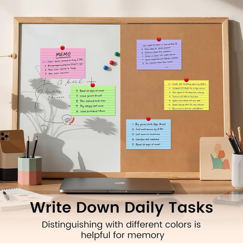 Index Cards | 4x6 Ruled Color Flash Cards - 200 Sheets for Effective Studying & Note-Taking