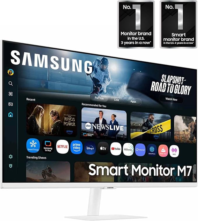 Samsung 32” Smart Monitor M7 (M70F) 4K UHD Display, Samsung Vision AI, Smart TV Apps, Gaming Hub, USB-C, HDMI and USB-A, White, LS32FM703UNXZA, 2025