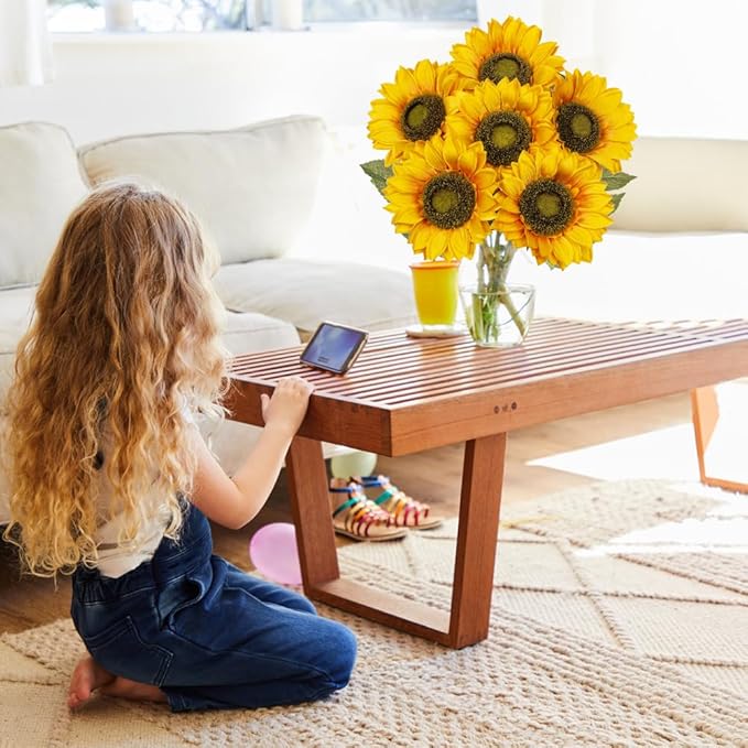 Large Silk Yellow Sunflowers Artificial Fall Flowers 26" Long Stem Artificial Sunflower 6 Pcs Tall Fake Sun Flowers Vintage Faux Sunflowers Bulk with Stem for Home Wedding Birthday Party Decor