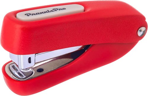 Praxxis Pro Mini Stapler - Durable, Compact Aria-Plus Design for Office & Travel Use | Red Color