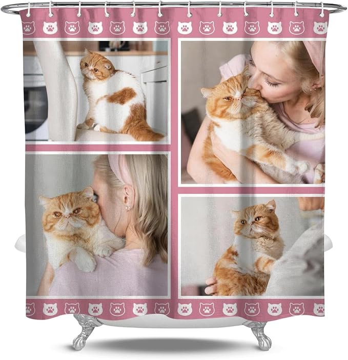 Personalized Shower Curtain Set Custom Photo Shower Curtains Modern Minimalist Home Bathroom Curtain Decor with 12 Hooks 84 Inch Wide * 72 Inch High