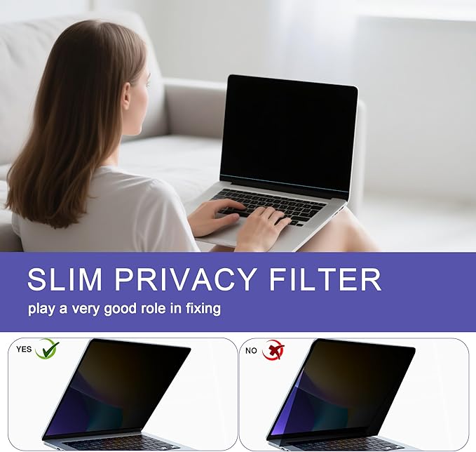 Halloive 360° Privacy Screen Protector for Macbook Air 13.6/13 Inch (2022-2025, M2, M3，M4), Privacy Screen Filter for Macbook Air 13.6 Inch, Anti-Spy/Anti Fingerprint/Anti Blue Light/Anti Glare