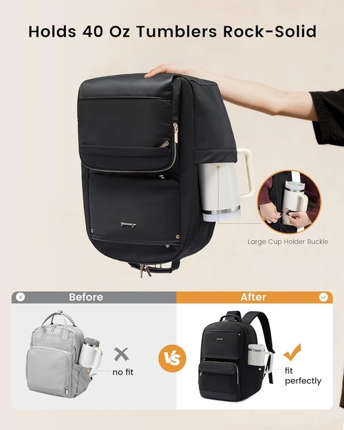 LOVEVOOK Laptop Backpack - Large Capacity, Waterproof Design, 15.6 Inch Work Purse for Teachers & Nurses | Black
