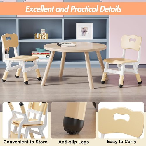 Skiennix 3-Level Adjustable Toddler Chair Set - Ergonomic Lightweight Plastic, 180 Lbs Capacity, Yellow | 2 Pack