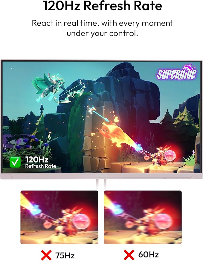 Pixio PX246 Wave Pink 24 inch 120Hz Refresh Rate FHD 1080p Resolution IPS Panel 4ms GTG Response Time Gaming Monitor with Adaptive Sync