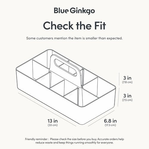 BLUE GINKGO Stackable Organizer Caddy - Portable Korean-Made Tote for Bathroom & Office Supplies (Long Rectangle, White)