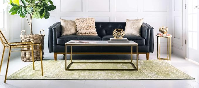 Unique Loom Bromley Collection Area Rug - Wells (7' 1" x 10' Rectangle, Green/ Ivory)
