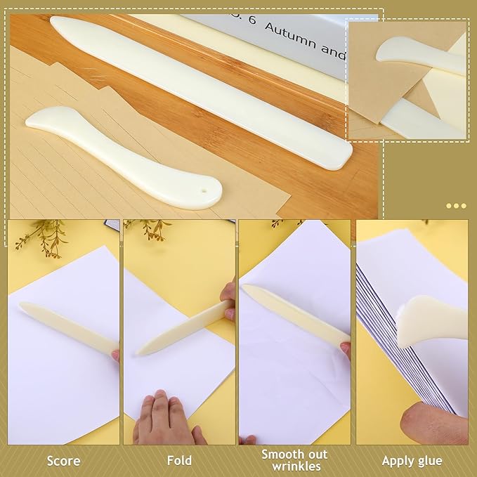 JUPEAN Book Binding Kits 24 Pcs Bookbinding kit Bookbinding Supplies with Bone Folders Tool Binding Ribbon Waxed Thread for Beginners