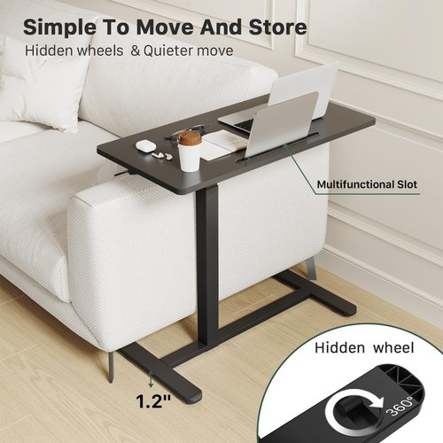 Gibbon Mounts Mobile Standing Desk - Pneumatic Adjustable Rolling Laptop Table | 31.5 Inches, Black