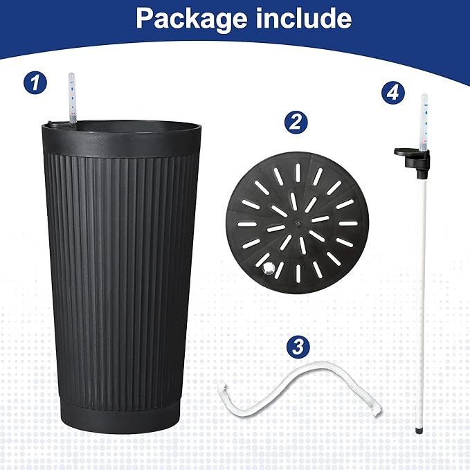 FENCY 2Pack 24IN Self Watering Planter for Indoor Plants, Plastic Large Planter for Outdoor Plants, Water Level Indicator& Spacious Reservoir Flower Planter Decorative(Black)